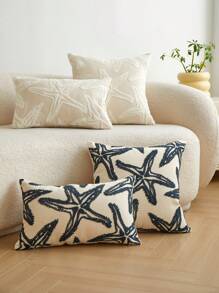 1 pièce Taie d'oreiller décorative avec broderie d'étoile de mer, style océanique charmant, convient pour la saison, l'intérieur de la maison, le salon, la chambre à coucher - Beige - Voir 12