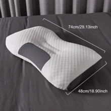 1 Gối Massage Cổ Kháng Khuẩn Dệt Kim Để Ngủ Mềm Mại, Gối Hỗ Trợ Chỉnh Hình Tiện Dụng Có Thể Điều Chỉnh, Lõi Gối, Vỏ Có Thể Tháo Rời - trắng - Xem 2