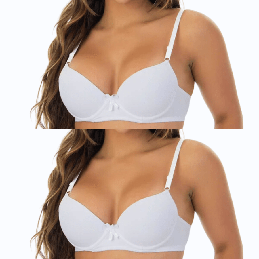 Kit 2 Sutiã com Bojo Básico Liso Alça Fina Soutien