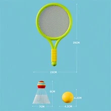 2pcs/Set Badminton Rackets + 2pcs Shuttlecocks + 2pcs Rubber Balls, Blue + Green Racket Sets For Indoor Outdoor Sports Games, Parties And Activities - Multicolor - View 5