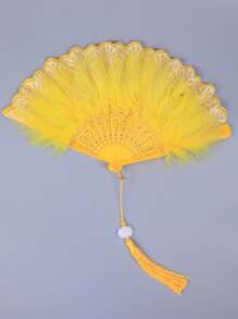 1 件 20 世纪 20 年代复古手持羽毛扇折叠扇 - 彩色 - 查看 15