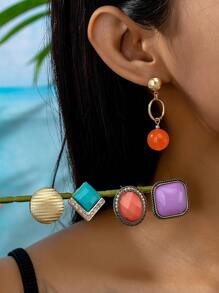 Five Pairs Of Fashionable And Versatile Retro Classical Earrings - earring set - View 10
