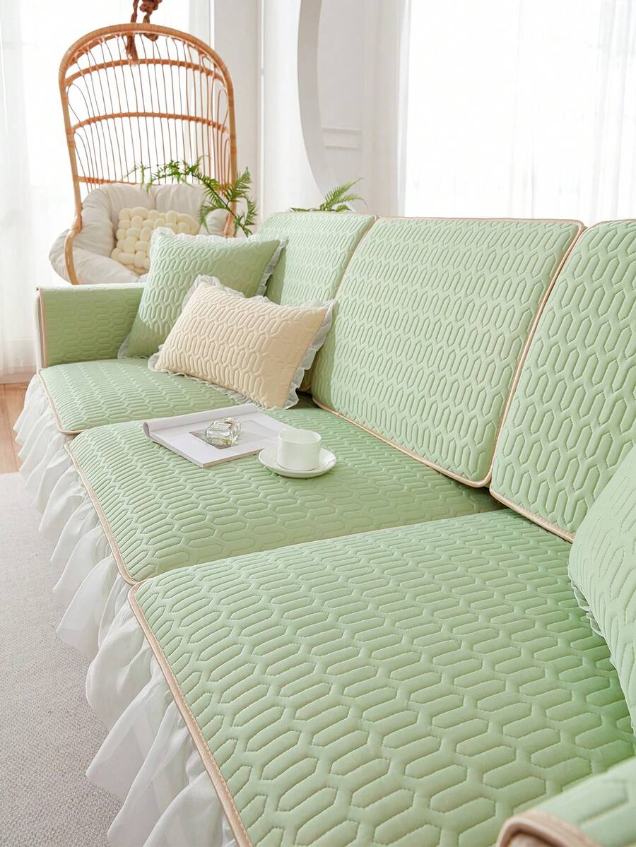 1入組裙式彈性沙發套，乳膠彈性全覆蓋現代設計，寵物友善的防塵沙發墊，四季通用，可清洗（分開售賣）