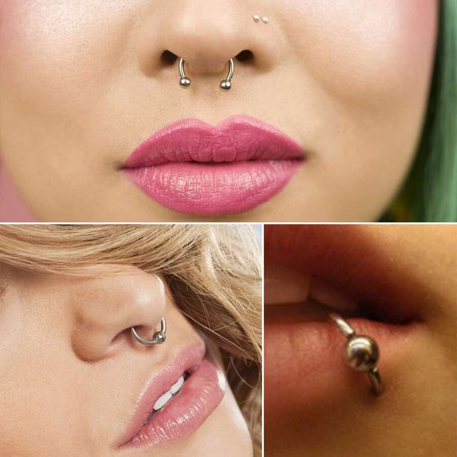 62PCS Mixed Piercing Kit,Piercing Kits For All Piercings Stainless