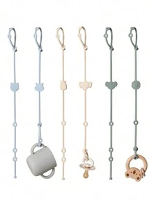 6 stuks babyfopspeenclip, siliconen speelgoedriemen, dierlijke vorm anti-verloren verstelbare speenketting voor kinderwagens, kinderstoelen, wiegjes, autostoelen