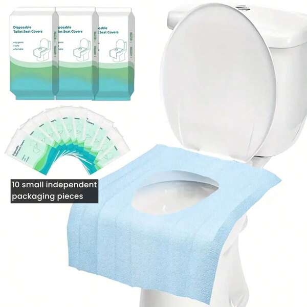 10/20 Housses de siège de toilette jetables, peuvent être collées et ne glissent pas facilement, utilisées pendant la période postpartum pour les femmes en couches. Housses de siège de toilette, housses de bassin imperméables, protection pour les toilettes publiques, accessoires pour les voyages en avion, les voyages sur la route, les voyages de camping, les indispensables de vacances, les fournitures scolaires, les accessoires de retour à l'école, les vacances d'été sur la plage.