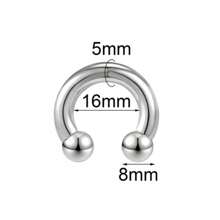 SENLANSP 1 Đồng Hồ Thép Không Gỉ Lớn Đồng Hồ Đo Móng Ngựa Mũi Vòng BCR Khuyên Tai Do Khoang Cach Bang 8G-2G Nam Body Trang Sức - Bạc - Xem 24