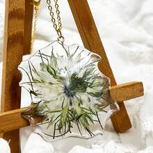 1入 Bohemian風格頸鏈，黑草真花吊墜，樹脂乾花和不鏽鋼材質，適用於夏季，是女友、媽媽、老師、生日和母親節的完美禮物。在美國出售。 - 黑種草吊墜項鍊 - 查看 13