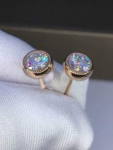 Yayi jewelry 1 Đôi Bông Tai Đính Đá Cubic Zirconia Tròn Cơ Bản Cho Nam Và Nữ, Phụ Kiện Trang Sức Thanh Lịch Hàng Ngày, Quà Tặng Sinh Nhật - tròn - Xem 3