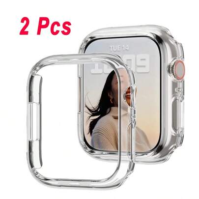 2pcs Transparent Bumper Hard Watch Cases, Compatible With Apple Watch Cases, 38mm-49mm Sizes, Shock-Resistant And Fashionable