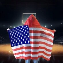 美國國旗身體旗幟運動競選國旗披風90x150cm 3x5ft國旗身體旗幟歡呼禮品 - 彩色 - 查看 3