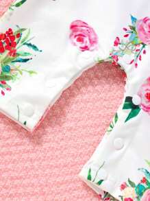 Mouwloze romper voor babymeisjes met frisse bloemenprint en ronde hals