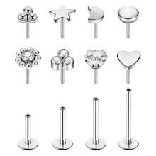 8 pièces Anneau de lèvre de monroe labret à bout plat en acier inoxydable 316L sans filetage, boucle doreille plate à dos plat, ensemble de bijoux de piercing de cartilage doreille hélix tragus conque pour hommes & femmes, 16G 18G 20G