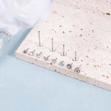 8 pièces Anneau de lèvre de monroe labret à bout plat en acier inoxydable 316L sans filetage, boucle doreille plate à dos plat, ensemble de bijoux de piercing de cartilage doreille hélix tragus conque pour hommes & femmes, 16G 18G 20G