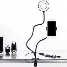 ESHOPCOMERCIAL Luminária Ring Light Com Suporte Garra Flexível Para Celulares De Mesa 2 em 1