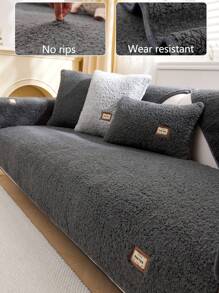 1pc Autumn & Winter Black Velvet Thickened Sofa Cushion, Modern Simple Design, Anti-slip Fabric Wrinkle Resistant And Machine Washable, Four Seasons Universal, Warm And Durable, Anti-fade And Non-shedding