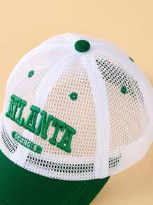 1pc Summer Unisex Kids Baseball Cap Letter Design Fashionable Mesh Cap - Green - View 3