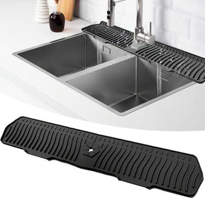 1pc Upgeaded 29.92/24.01Inch Faucet Sink Guard Splash Mat,Silicone Kitchen Faucet Mat,Faucet Drying Mat, Silicone Faucet Mat Splash Guard, Silicone Faucet Water Catcher Mat For Kitchen Bathroom