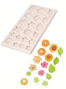 1 Pc Silicone Flower And Leaf Fondant Mold For DIY Cake Decorating AndChocolate Making - Kitchen Bakeware Accessory