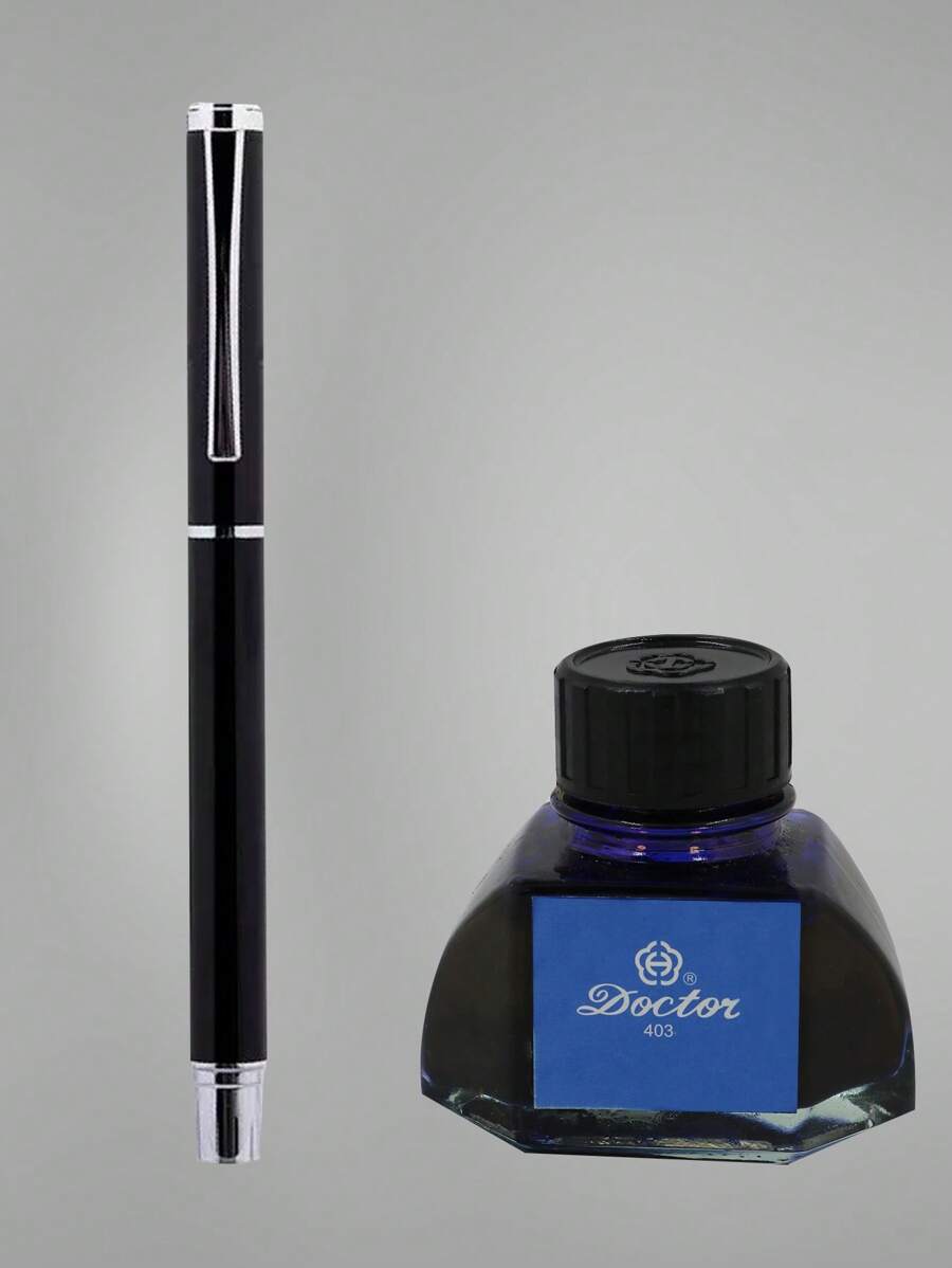 PLUMA FUENTE CON TINTERO - Negro - Ver 1