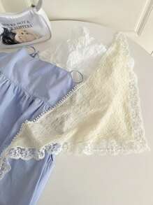 1pc White French Style Lace Triangle Headscarf, Sweet Girl Vibe & Vintage Silk Scarf, Perfect For Summer Vacation & Photoshoot Decoration Bandana,Hair Band,Head Band Ideal For Dressing Up Your Look Valentine's Day Valentines - Multicolor - View 5