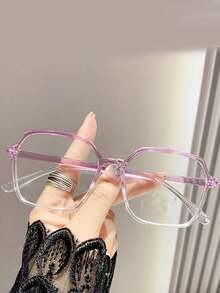 1 Stück asymmetrische verlaufsfarbige Brillenfassung und modisches klares Brillen-Accessoire - Transparentes und antiblaues Licht - Übersicht 4