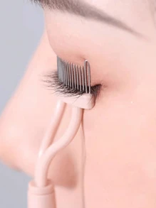 2pcs Eyelash Tools - Mascara Guard & Foldable Stainless Steel Eyelash Comb, For Natural Eyelashes, Preventing Mascara From Clumping, Pink - Hot Pink - View 4