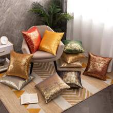 1 pièce Luxueux Taie d'oreiller en velours Imprimé flocon de neige doré, Style moderne de luxe léger, Couverture de dossier de canapé imprimé doré (sans remplissage)