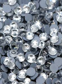 JUNAO SS3 SS4 SS5 SS6 SS8 SS10 SS12 SS16 SS20 SS30 SS34 SS40 SS50 水晶AB色熱固性玻璃鑲嵌石，服裝DIY扁平背熱固定石 - 白色 - 查看 7