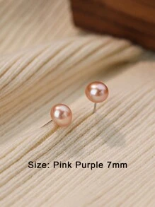 1 Pair Fashionable And Gorgeous 925 Sterling Silver Natural Freshwater Small Pearl Women's Earrings Mini Minimalist Style High-End Earrings With Ear Hole Care Jewelry Suitable For Daily Wear Or Gift Giving - Multicolor - View 11