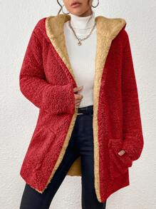 Women Faux Fur Coats - Red - View 4