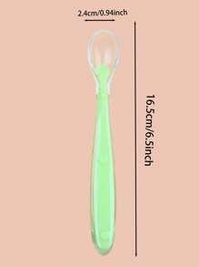 2pcs/Set Soft-Tip Silicone Baby Feeding Spoon For Rice Paste And Puree,  Infant And Toddler Feeding Utensil (Smiling Face Design) - Green - View 6