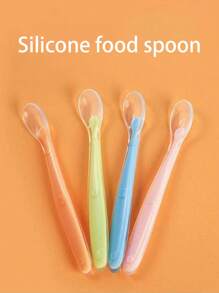 2pcs/Set Soft-Tip Silicone Baby Feeding Spoon For Rice Paste And Puree,  Infant And Toddler Feeding Utensil (Smiling Face Design) - Green - View 5