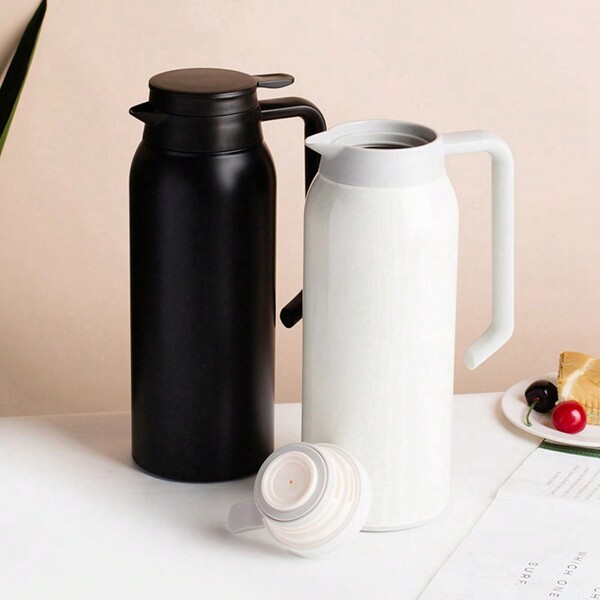 1pc 1500ML/52oz Stainless Steel Vacuum Insulated Coffee Pot, Large Capacity Household Thermal Carafe With Button-Top Vacuum Jug Kettle Back To School