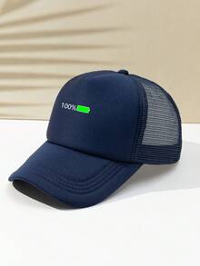 1 gorra de malla negra electricamente conductora de 100% poliéster para hombre - Azul Marino - Ver 2
