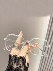 1 Stück asymmetrische verlaufsfarbige Brillenfassung und modisches klares Brillen-Accessoire - Transparentes und antiblaues Licht - Übersicht 8