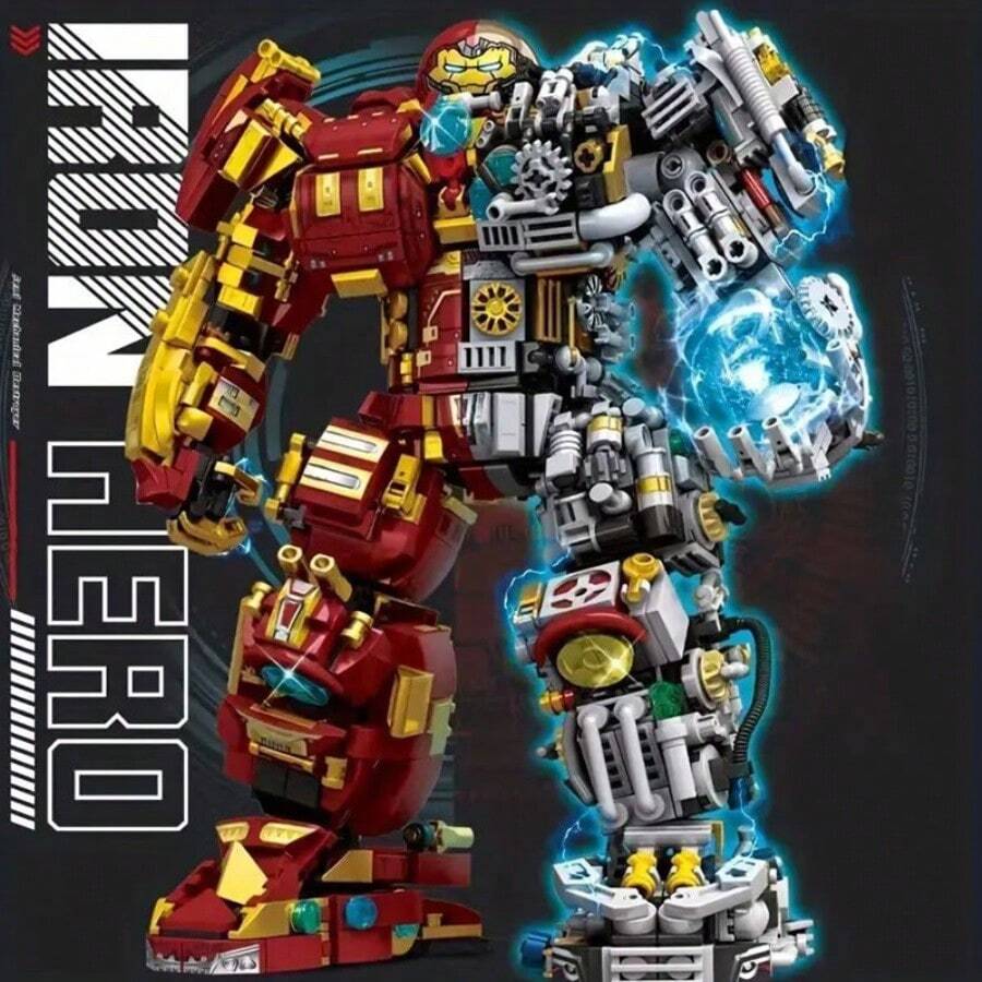 1762psc Classic Heavy Destroyer Mech With Battle Damaged Armor, With Movable Joints, Full Of Technological Sense - Red - View 1