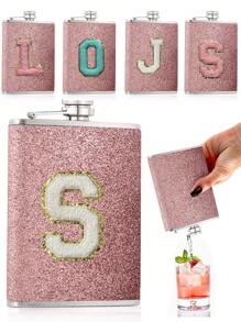8oz Hip Portable Pocket Hip Flask Outdoor Barbecue Travel Stainless Steel Flask Whiskey Drink Alcohol Flasks Embroidery Labeling 26 Letters Steel Hip Flask Flagon - Pink - View 1