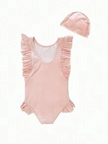 Balabala Tween Girl Knitted One-Piece Swimsuit - Pink - View 2