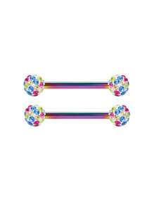 2Pcs 14G Stainless Steel Nipple Piercing Barbell Opal Nipple Shield Flower Charming Nipple Rings For Women Body Piercing Jewelry Valentines - Multicolor - View 15