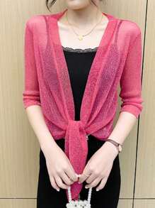 1 pezzo Cardigan sottile invernale da donna, giacca corta e trasparente, cappa ampia, top estivo a maniche corte con protezione solare