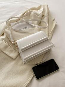 Fashionable Avant-Garde Mini Casual Versatile Solid Color Shoulder Bag - White - View 6