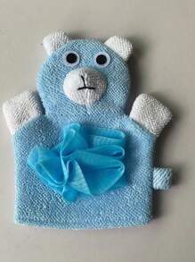 1 件儿童沐浴手套，带有可爱的熊图案，可用作淋浴手套，颜色随机