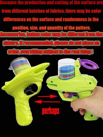 1set Safe EVA Flying Disc Launcher Shooter With Plastic Frisbees, Suitable For Party & Gathering, Stress Relief Game (Gun And Discs Are Randomly Included)