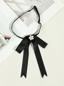 1pc Ladies' Casual Solid Color Ribbon Red Bowtie, Suitable For Date & Daily Wear - Red - View 7