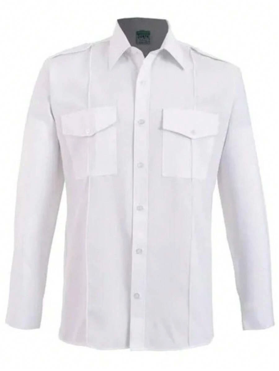 Camisa De Seguridad Policia Guardia Escolta Piloto manga Larga - Blanco - Ver 1