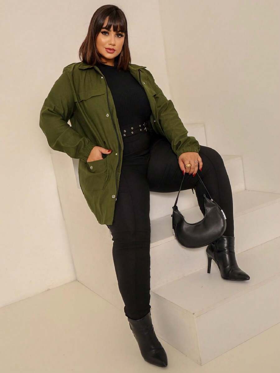 Plus Size Coats - Verde militar - Ver 1