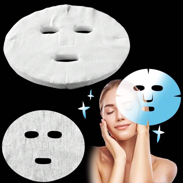 100pcs/Pack White Pre-Cut Natural Fiber Non-Woven Fabric Facial Mask Sheets For DIY Face Masks And Beauty Treatments, Suitable For Women And Girls To Use With Facial Creams, Spas