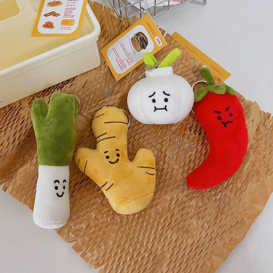 Muñecos de peluche adorables con diseño de verduras de pimiento, cebolla y ajo, figuras de muñecos colgables - Multicolor - Ver 1