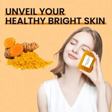 صابون مشرق للبشرة بالكركم وحمض الكوجيك مُنقٍ لطيف لجميع أنواع البشرة. منظف للوجه والجسم للرجال والنساء والمراهقين. (عبوة واحدة) - أصفر - مشاهدة 8